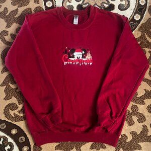 Simple Red Embroidered Disney Inspired Christmas Sweatshirt